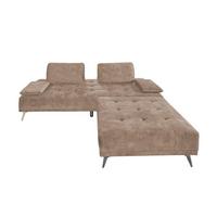 SOFA MIT HOCKER WIOLO Taupe Velvet - Taupe/Silberfarben, Textil/Metall (240/80/110cm) - KAWOLA