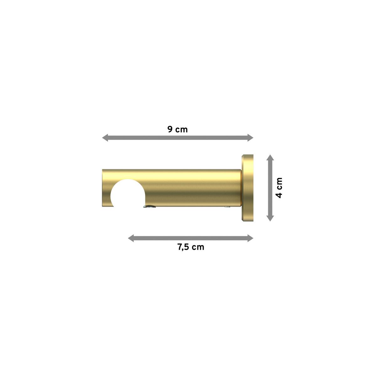TRÄGER FÜR GARDINENSTANGEN 20 mm Ø, Platon 1-läufig, Messing-Optik - Messingfarben, Metall (9/4/4cm) - INTERDECO
