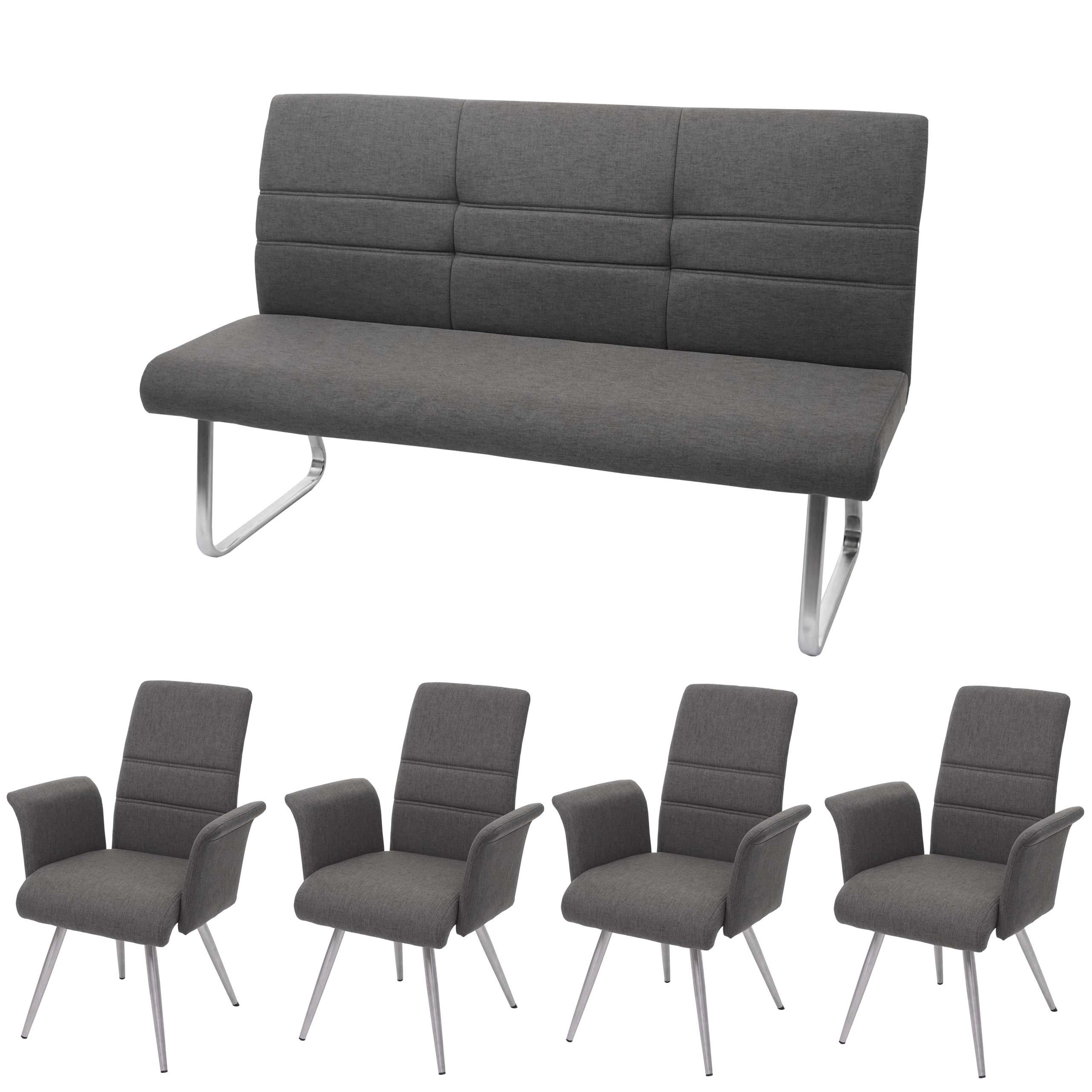 ESSZIMMER-SET Grau 4er-Set - Grau, Textil (180/68/68cm) - MCW