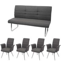 ESSZIMMER-SET Grau 4er-Set - Grau, Textil (180/68/68cm) - MCW