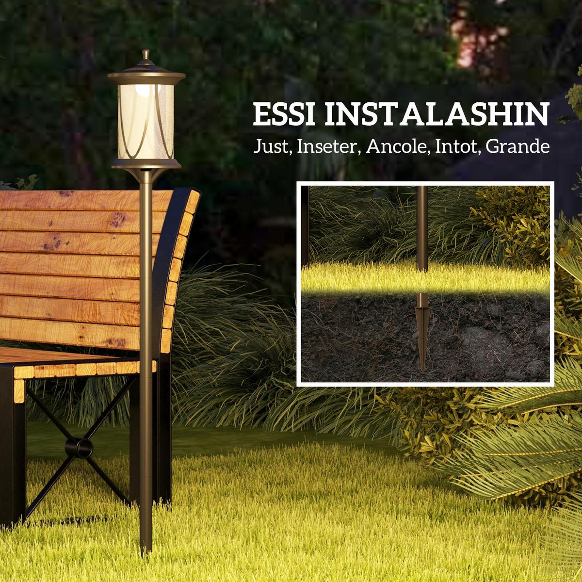 SOLAR Gartenlaterne 127 cm Gartenlampe mit Kaltweiß LED Licht für Außen, Schwarz - Schwarz, Kunststoff (17/17/127cm) - Outsunny