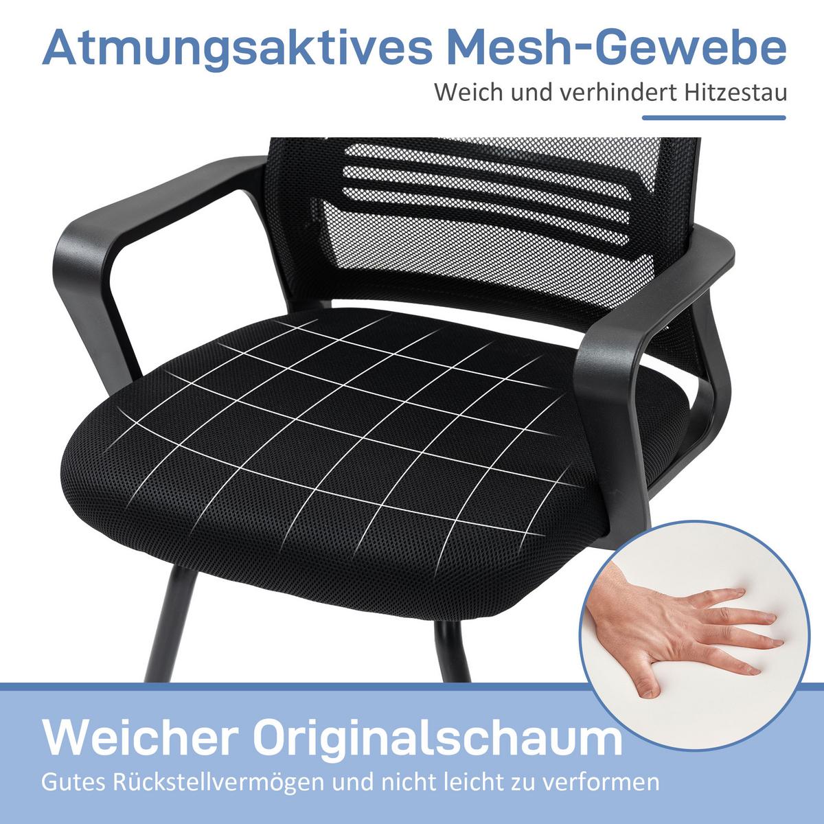 BESUCHERSTUHL Polyester Metall Schwarz - Schwarz, Textil/Metall (57.5/93/58.5cm) - HOMCOM