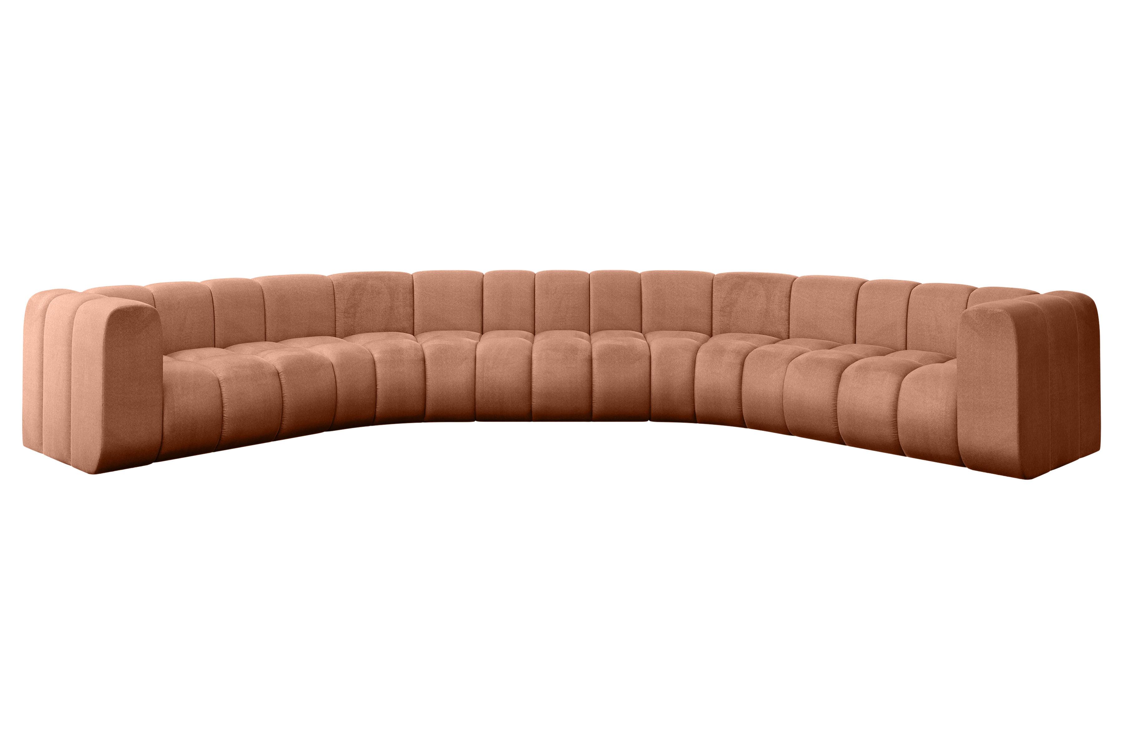 WOHNLANDSCHAFT modulares Sofa Lazro-U1 - 373x373x70 cm Apricot - Koralle, Holzwerkstoff/Textil (373/70/373cm) - ALTDECOR
