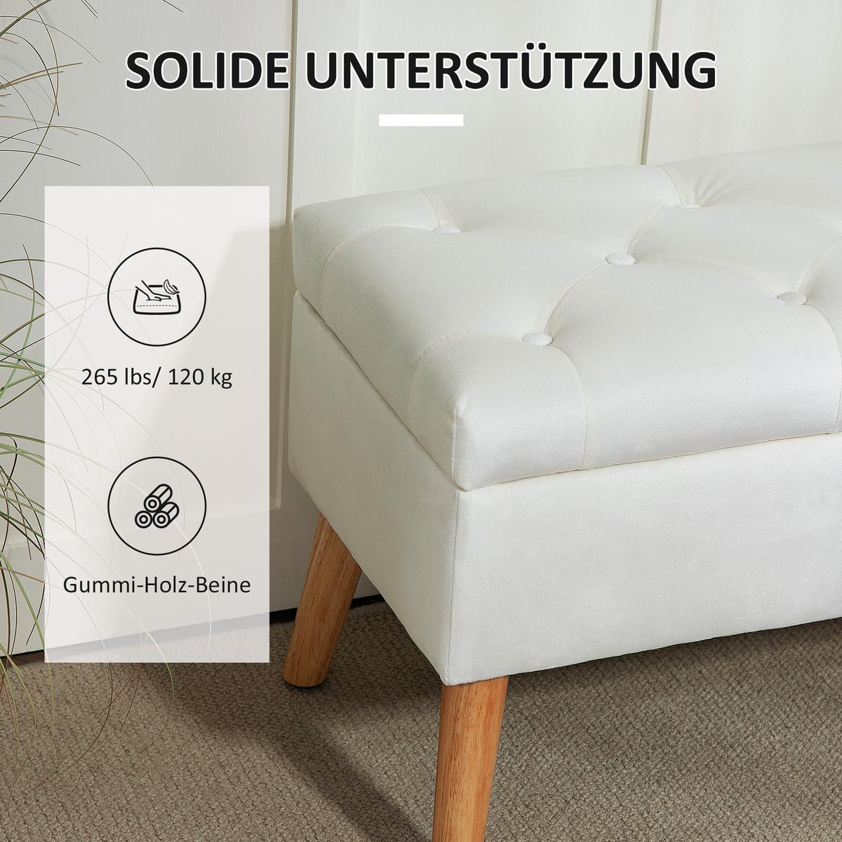 TRUHENBANK Samtoptik Weiß - Weiß, Kunststoff (35/40/80cm) - HOMCOM