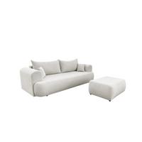 SCHLAFSOFA Anike Inkl. Polsterhocker - Creme, Holzwerkstoff/Textil (240/78/110cm) - Fun Möbel