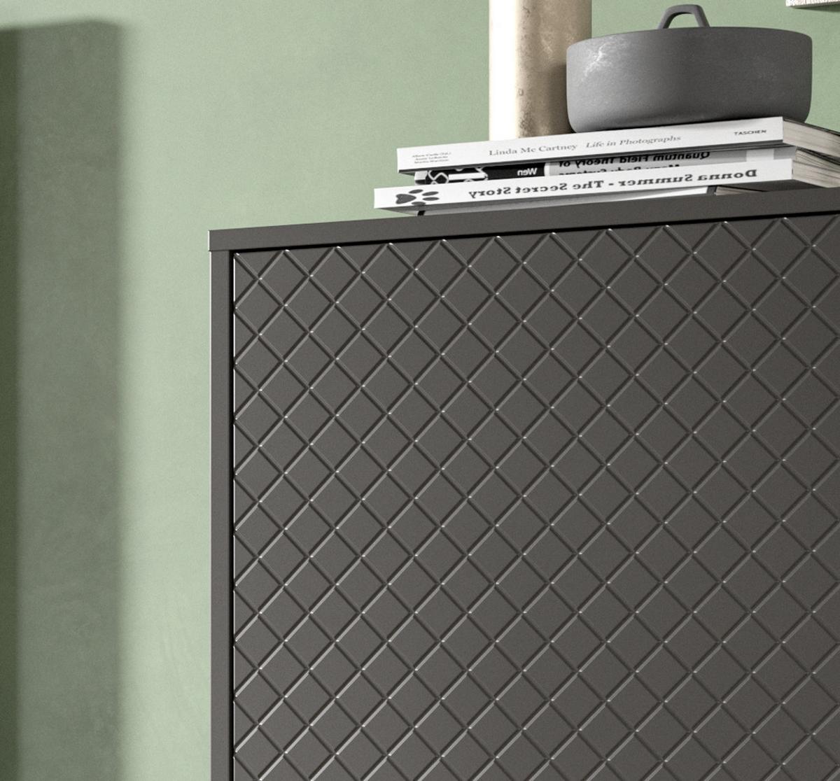 TV-LOWBOARD grau matt 185 cm, TV-Unterteil mit Struktur - Schwarz/Grau, Holzwerkstoff/Metall (185/55/40cm) - Inn.Furn