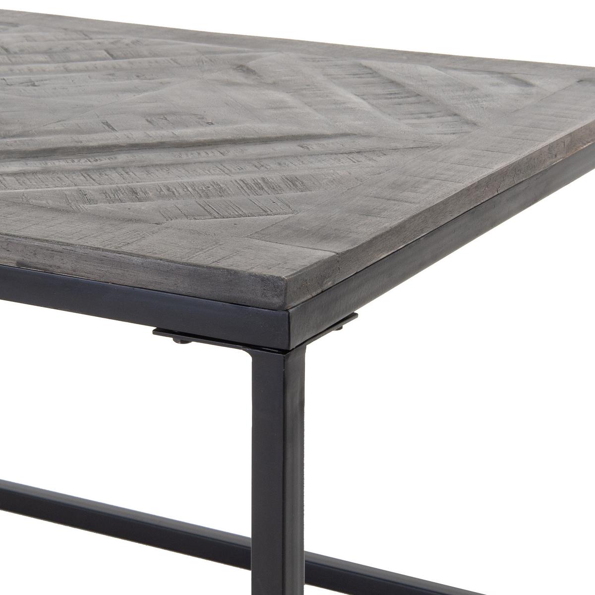 BEISTELLTISCH 60x60 cm Grau aus Mangoholz massiv - Schwarz/Grau, Holz (60/60/46cm) - WOMO-DESIGN