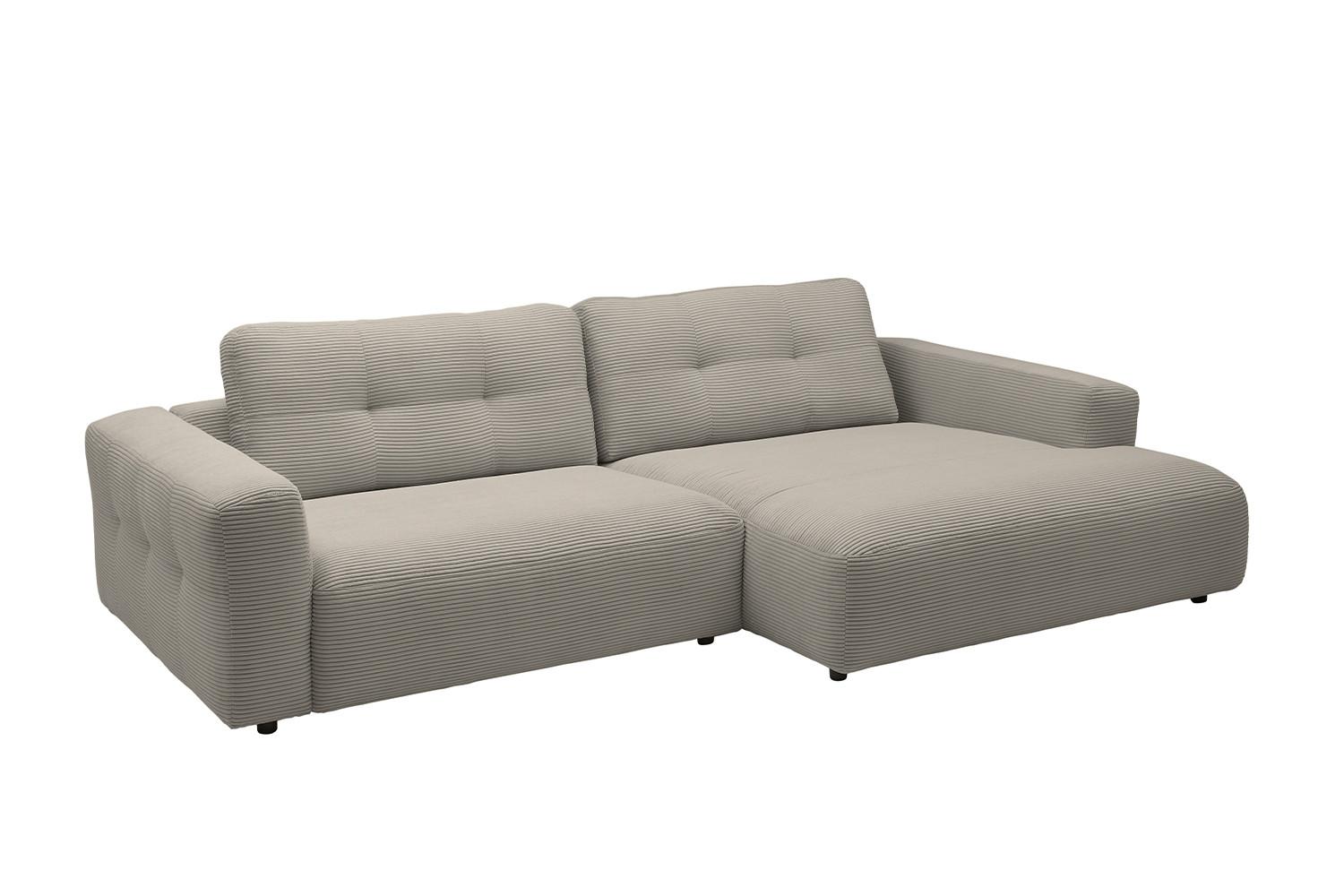 ECKSOFA XL MIKA Grau Cord - Greige/Schwarz, Kunststoff/Textil (296/167cm) - KAWOLA