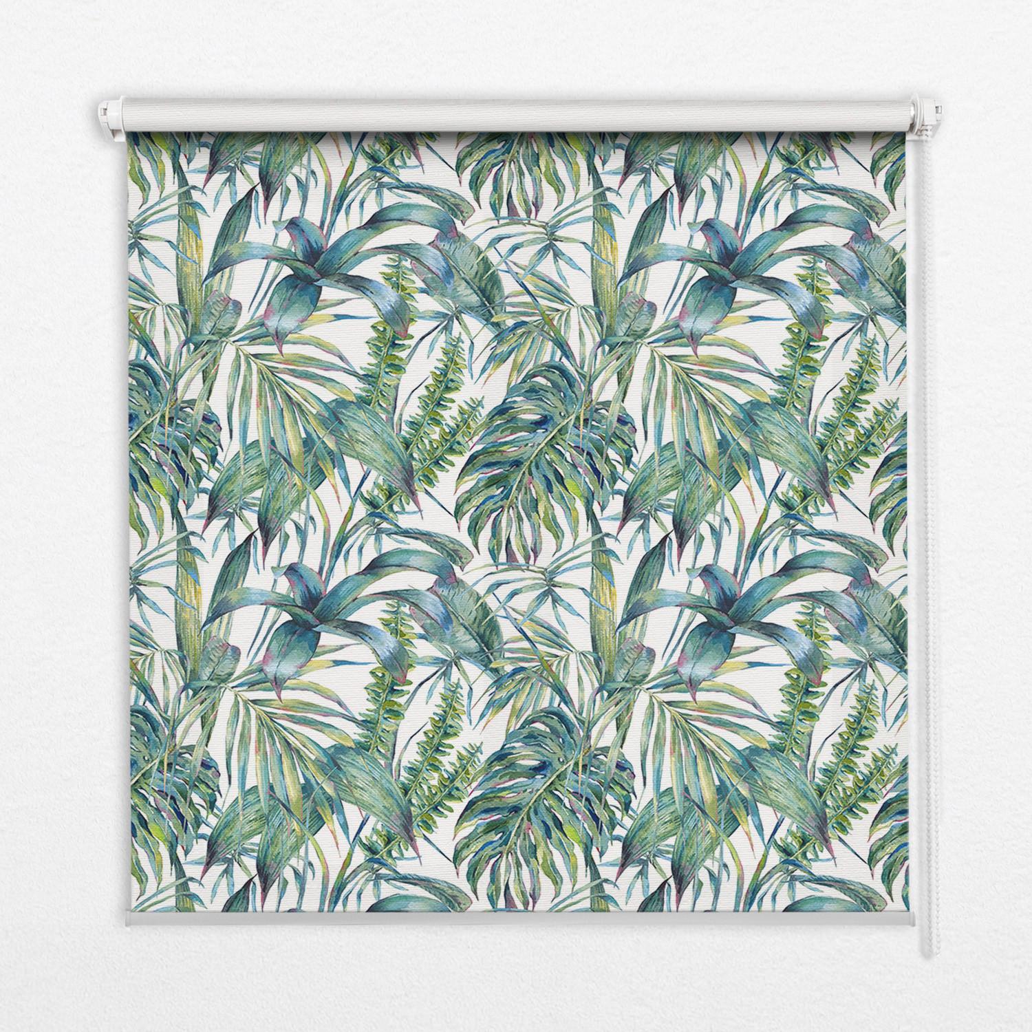 INNENROLLO - Fensterrollo - Rollo - 100x140 cm - Tropische Blätter - Grün, Kunststoff (100/140/0.5cm) - TULUP