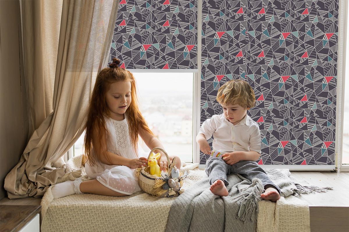 INNENROLLO - Fensterrollo - Rollo - 140x140 cm - Muster - Blau, Kunststoff (140/140/0.5cm) - TULUP