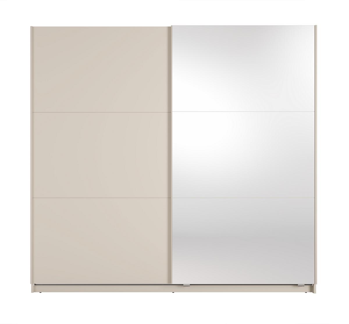 SCHWEBETÜRENSCHRANK Lunoria 221 cm Beige mit Spiegel - 221/207/60 cm - Beige, Holz/Holzwerkstoff (221/207/60cm) - AX Living