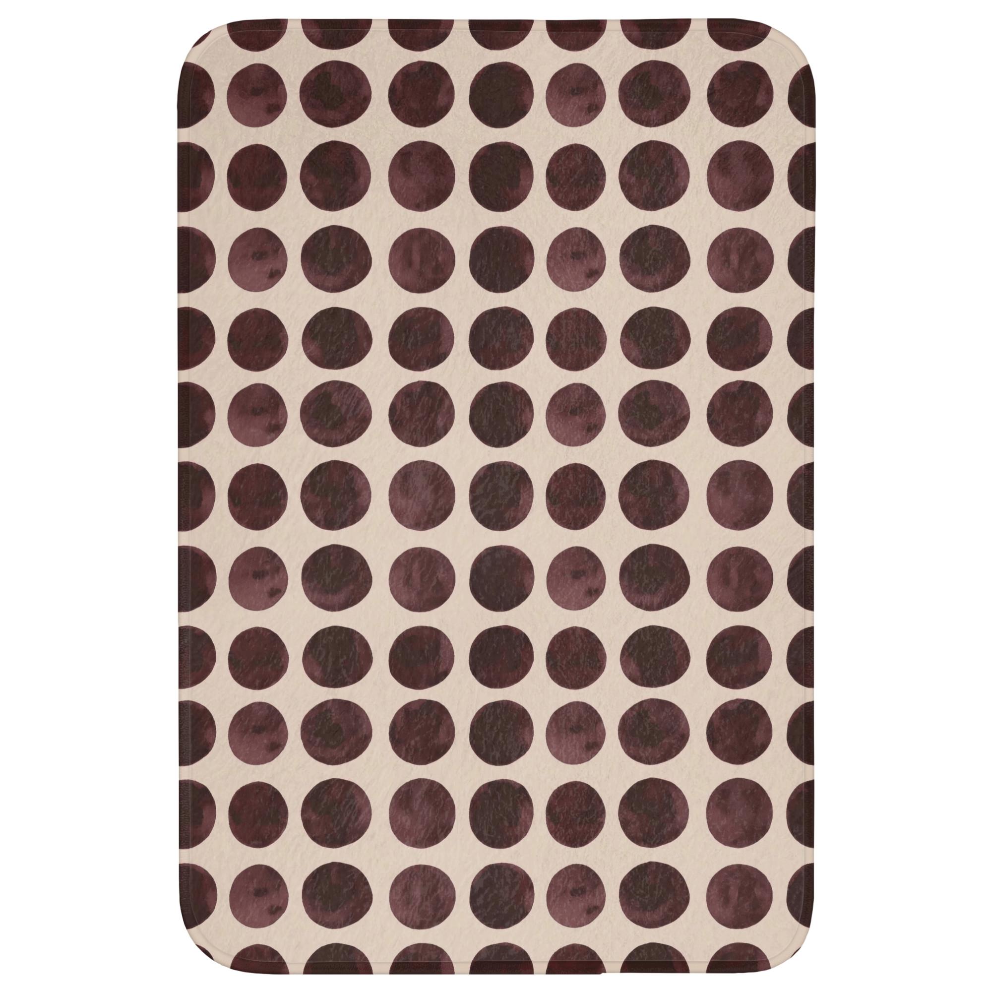 BADEMATTE Polka dots - Muster - Braun Rutschfest 60x90 cm - Bordeaux, Textil (60/90cm) - OnlyWow