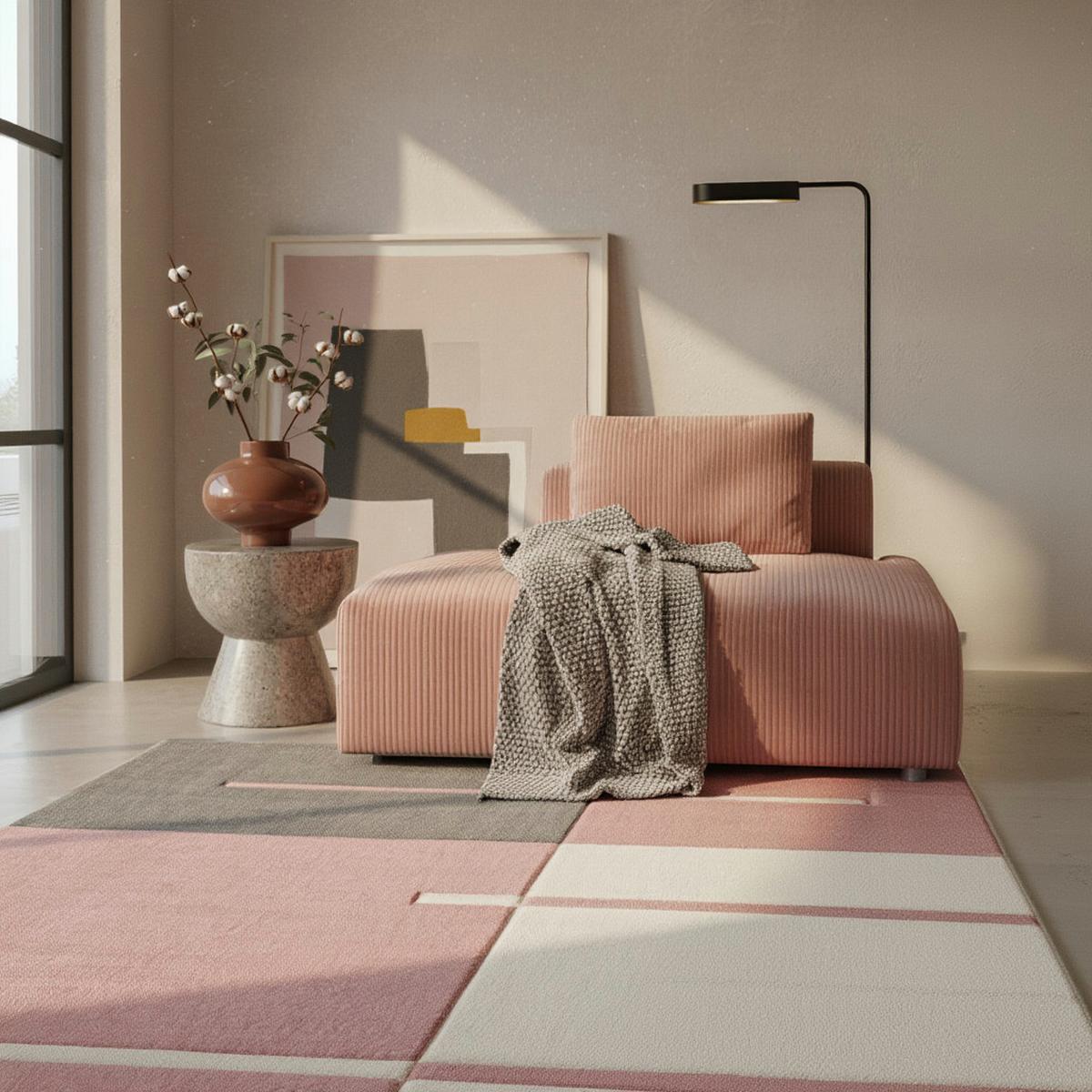 KURZFLORTEPPICH LATEMAR, kariert, Rosa, 120 x 170 cm - Rosa, Textil (170/120cm) - KADIMA DESIGN