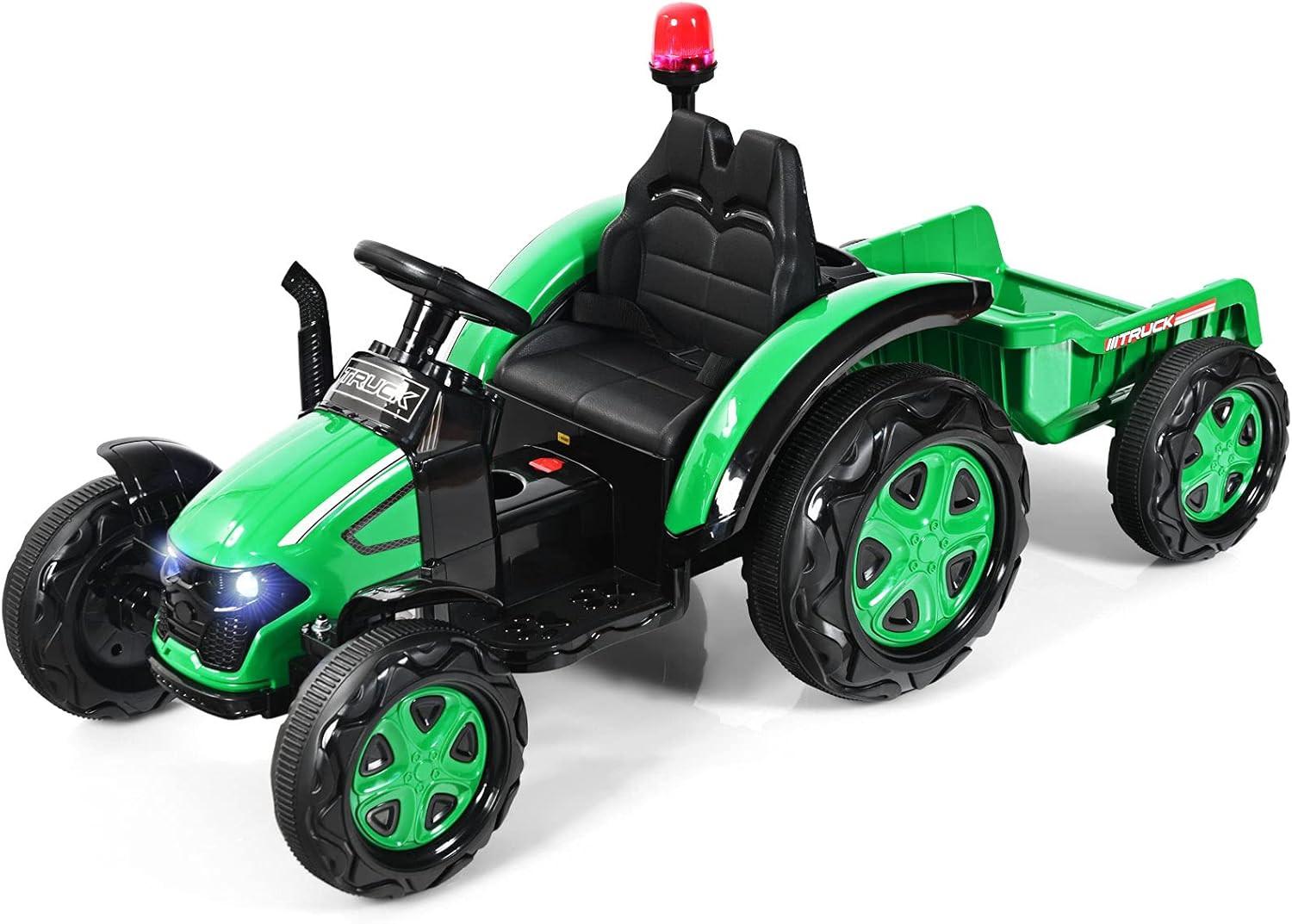 TRAKTOR 12V Grün - Grün, Kunststoff (151/70/68cm) - COSTWAY