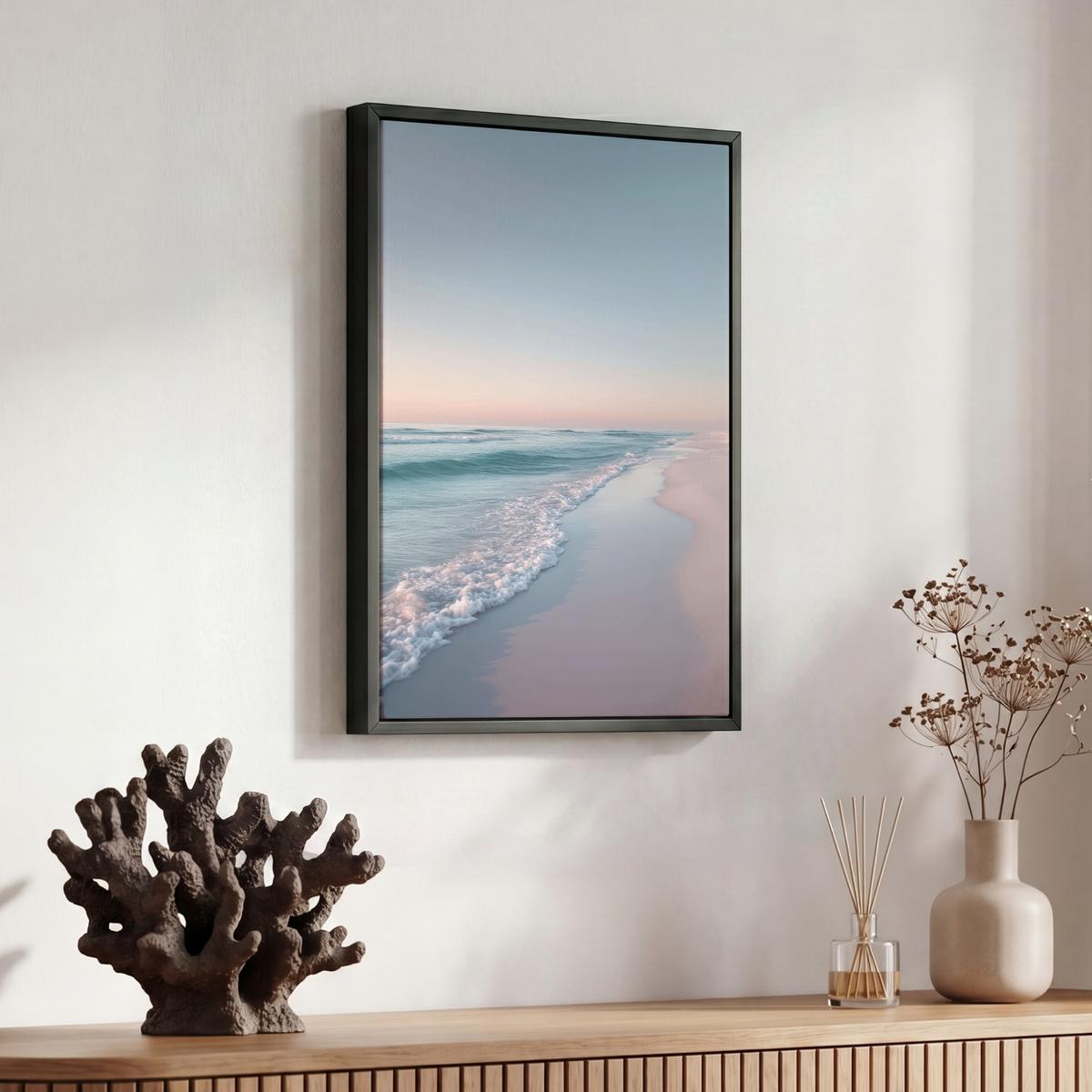 LEINWAND Bilder mit Rahmen - Küstenlinie - Pastell - Wasser - 30x40 - Pastellblau, Textil (30/40cm) - MuchoWow