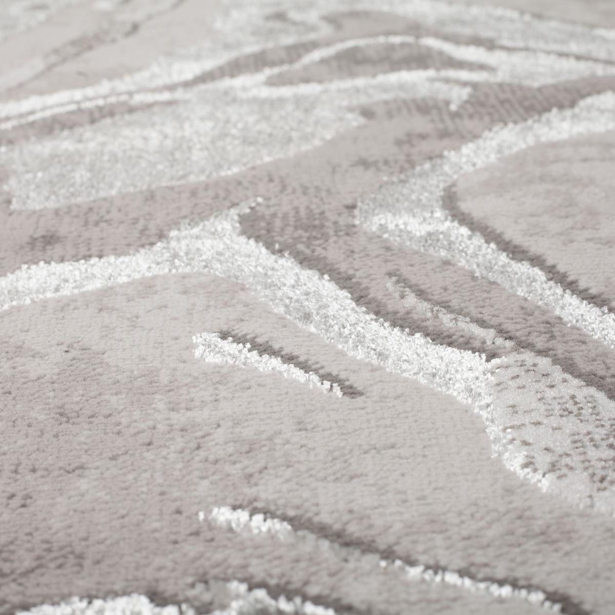TEPPICH OUSE, abstrakt, Silber, 80 x 150 cm - Grau, Textil (150/80cm) - KADIMA DESIGN