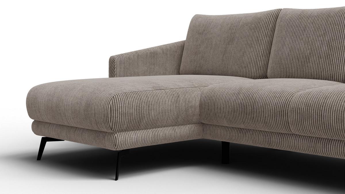 ECKSOFA VILT 3-Sitzer, taupe - Taupe/Schwarz, Holzwerkstoff/Textil (221/156cm) - Wozimo