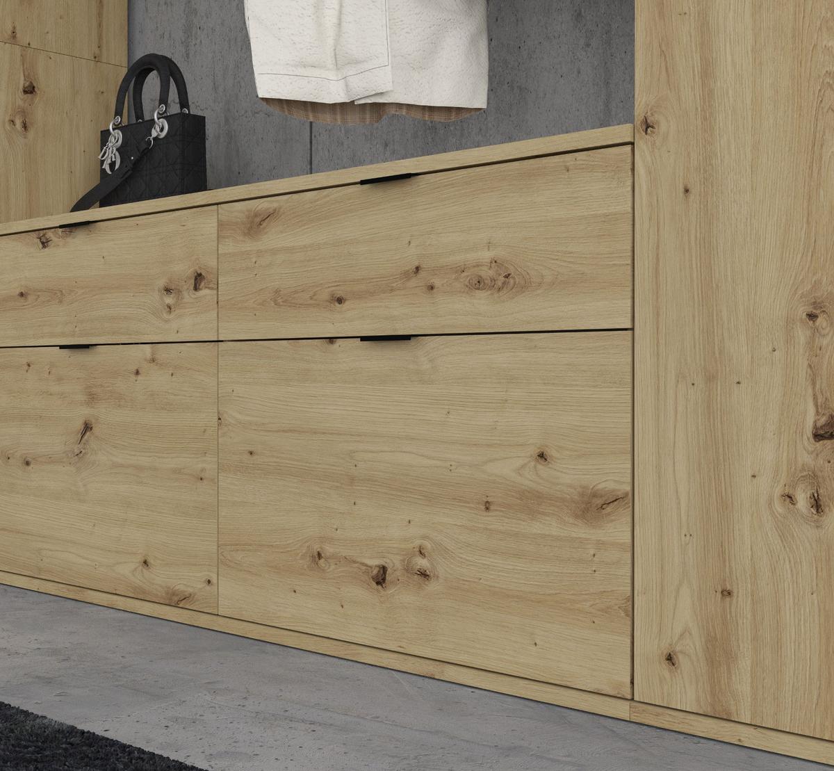 GARDEROBEN-SET in Artisan Eiche 121 cm, Komplettset mit Kleiderstange - Schwarz/Eiche Artisan, Holzwerkstoff/Metall (121/79/34cm) - Inn.Furn