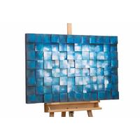 HOLZBILD Blau 90/60 cm - Blau/Weiß, Holz (4.5/60cm) - KUNSTLOFT