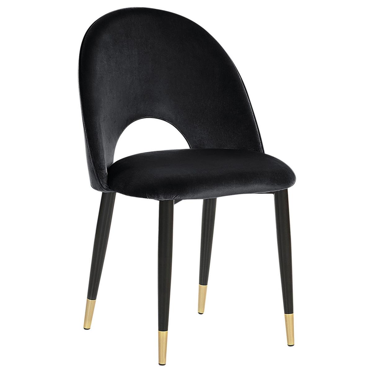 ESSZIMMERSTUHL 2er-Set Samtstoff Schwarz Magalia - Schwarz, Textil/Metall (47/84/45cm) - Beliani