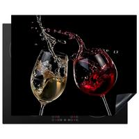 HERDABDECKPLATTE Rotwein - Weißwein - Glas - Schwarz Herdabdeckung Induktionsfeld 65x52 cm - Weinrot, Kunststoff (65/52/0.2cm) - MuchoWow