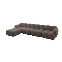 ECKSOFA modulares Sofa Links Miko-L3 390x205x75 Braun Bouclé - Dunkelbraun/Schwarz, Holzwerkstoff/Kunststoff (390/205cm) - ALTDECOR