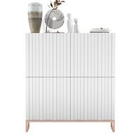 KOMMODE Elpis 4D Weiß Matt Glamour 112 cm - Weiß/Kupferfarben, Holzwerkstoff/Metall (112/126/36.5cm) - Meble Lindner