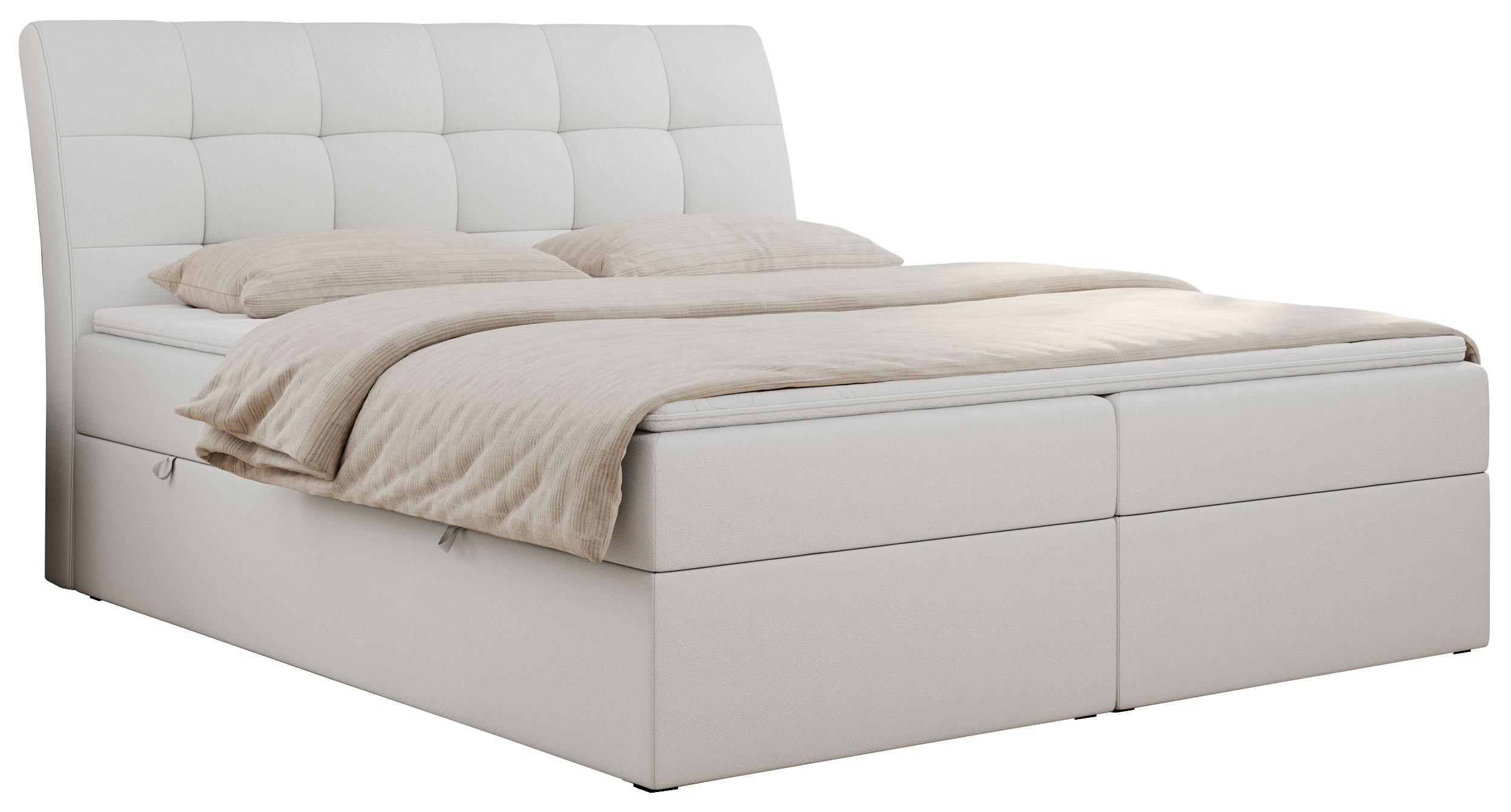 BOXBETT DIEGOS 180/200 Weiß Kunstleder - H4 - Weiß, Holz/Textil (180/200cm) - MKS