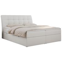 BOXBETT DIEGOS 160/200 Weiß Kunstleder - H3 - Weiß, Holz/Textil (160/200cm) - MKS