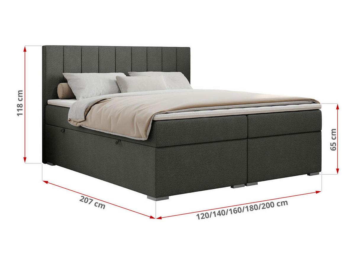 BOXBETT ALLY 200/200 Dunkelgrau Struktur - H4 - Dunkelgrau, Holz/Textil (200/200cm) - MKS