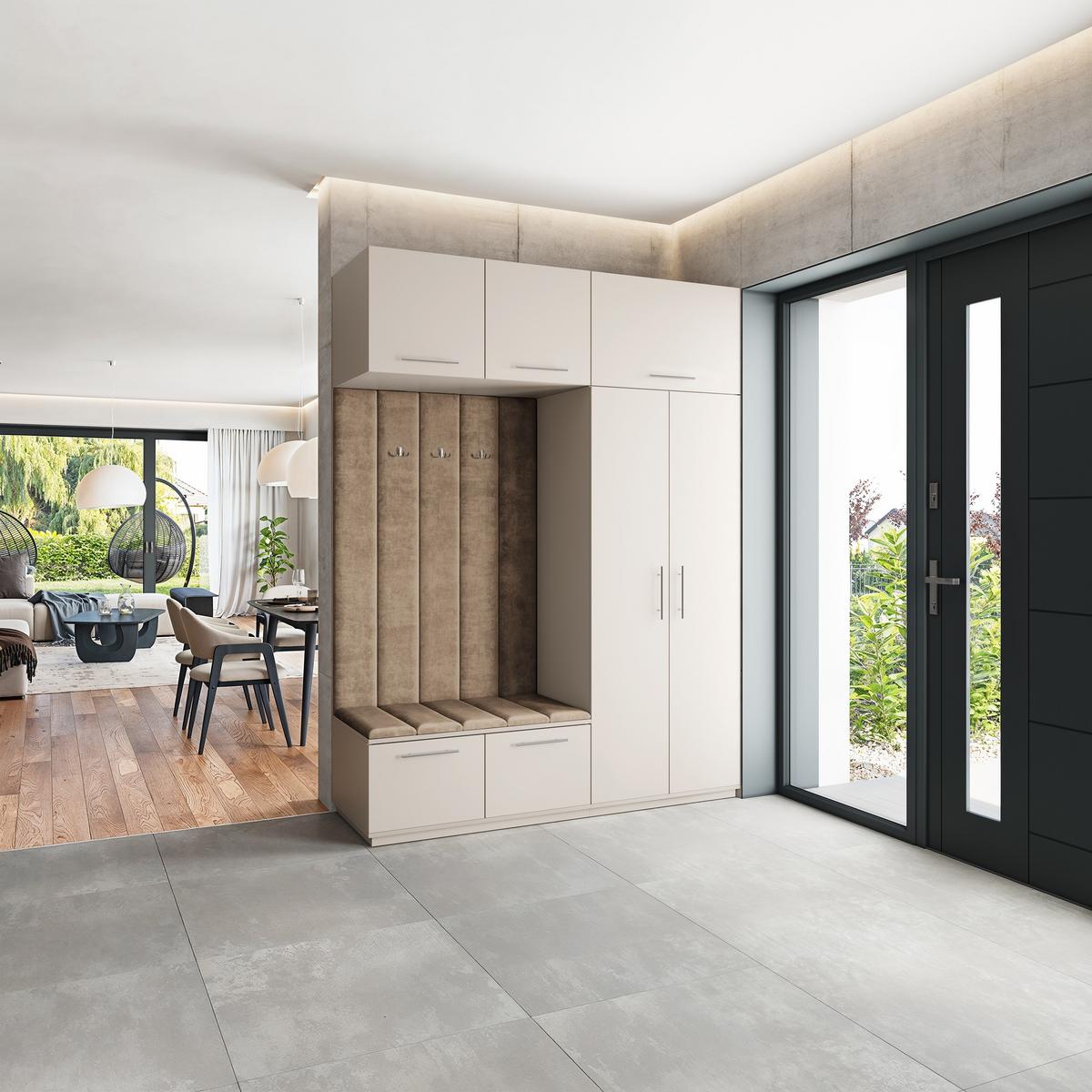 GARDEROBENSCHRANK REMA 180/240/60 cm Modern Garderobe-Set Kaschmir - Kaschmir/Mokka, Holzwerkstoff (180/240/60cm) - MASSENO