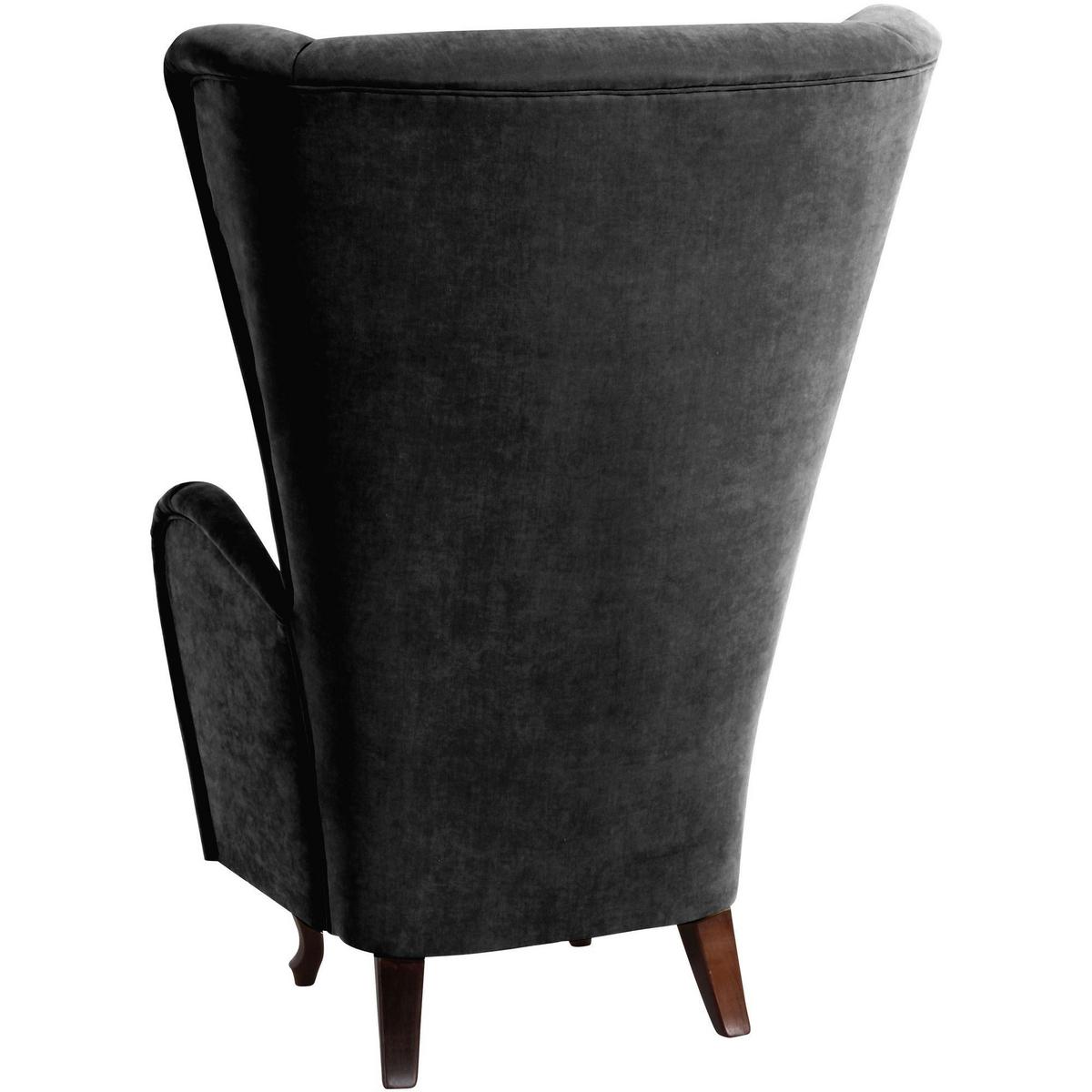HOCHLEHNSESSEL Kailey Bezug Velourstoff Buche nussbaum dunkel / schwarz - Schwarz, Kunststoff (96/122/89cm) - 58aufmkessel