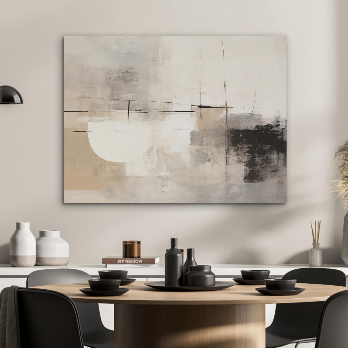 AKUSTIKBILD Abstrakt - Kunst - Grau Gemälde 80x60 cm - Hellgrau, Kunststoff (80/60/0.9cm) - MuchoWow