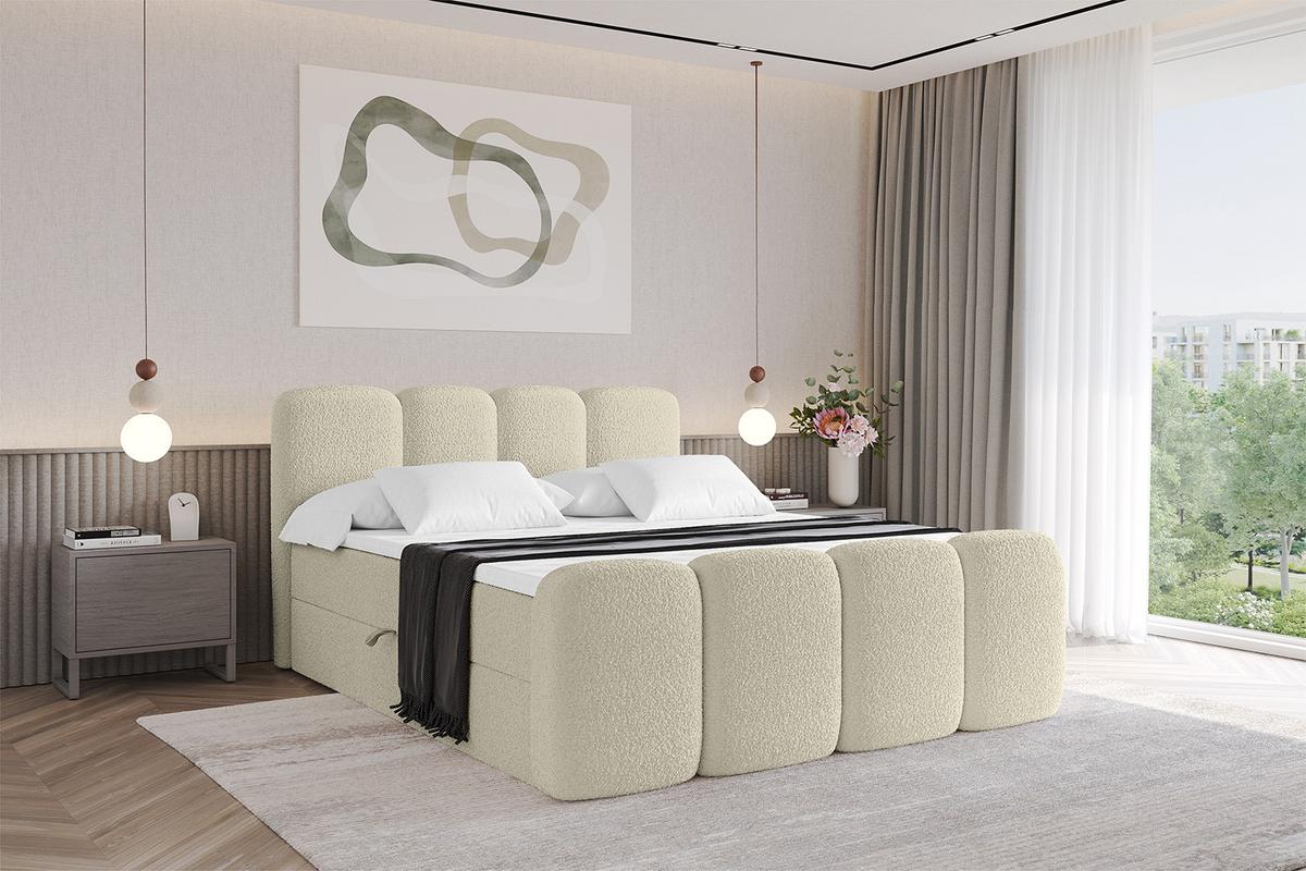BOXBETT mit Matratze H4 und Lattenrost - NINA-Z - 140x200 cm - Beige - Sandfarben, Holzwerkstoff (140/200cm)