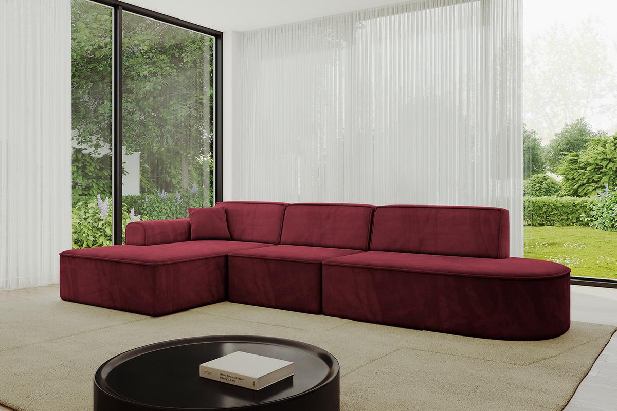 ECKSOFA Ottomane Links IREA-L2-v3 - 327x165x77 cm Bordeauxrot - Bordeaux, Holzwerkstoff/Textil (327/165cm) - ALTDECOR