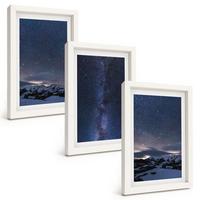 BILDER SET 3er Set - 20x30 cm Weißer Rahmen - Nachthimmel, Berge, Sterne - Weiß, Kunststoff (20/30cm) - TULUP