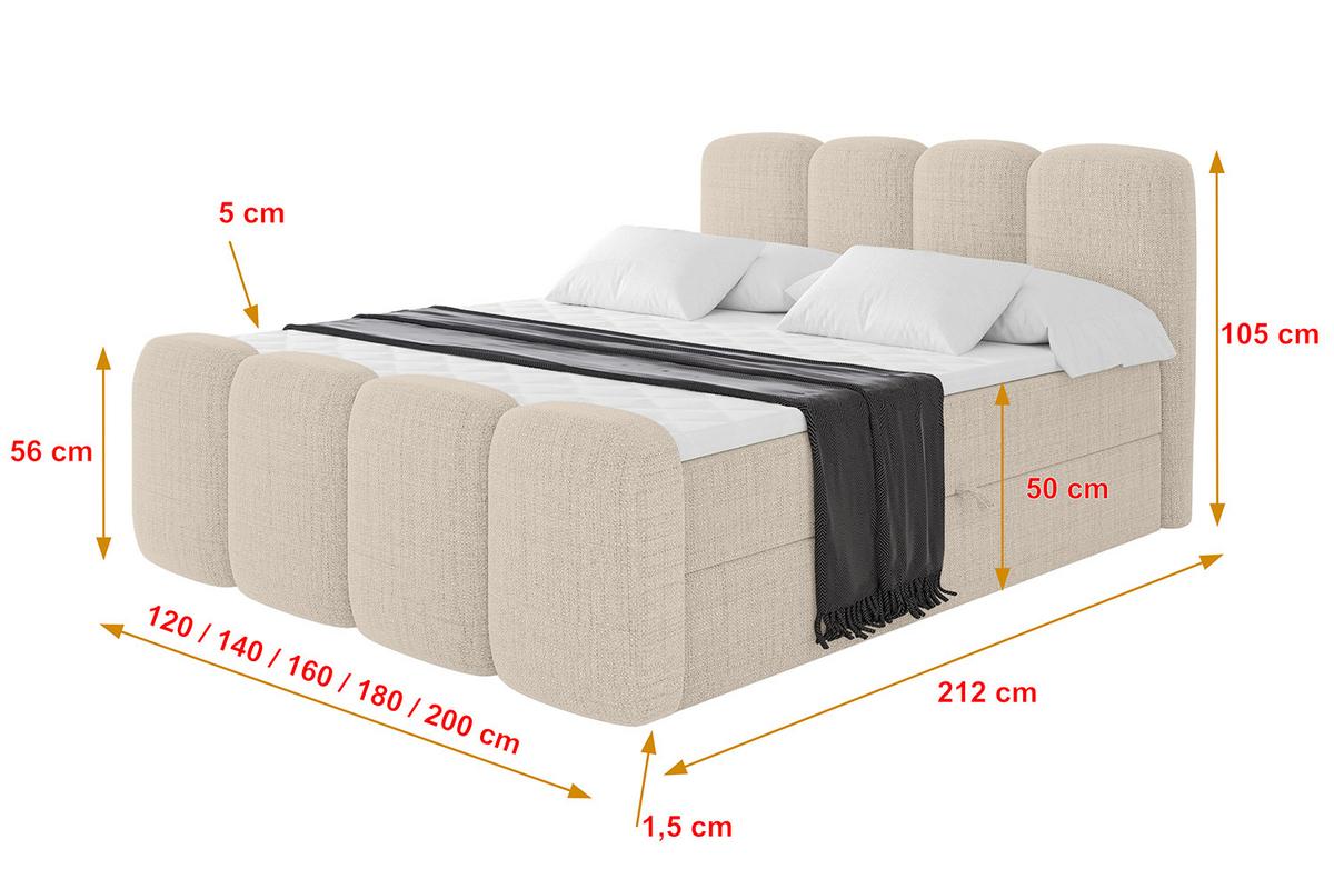 BOXBETT mit Matratze H4 und Lattenrost - NINA-Z - 120x200 cm - Beige - Beige, Holzwerkstoff (120/200cm)