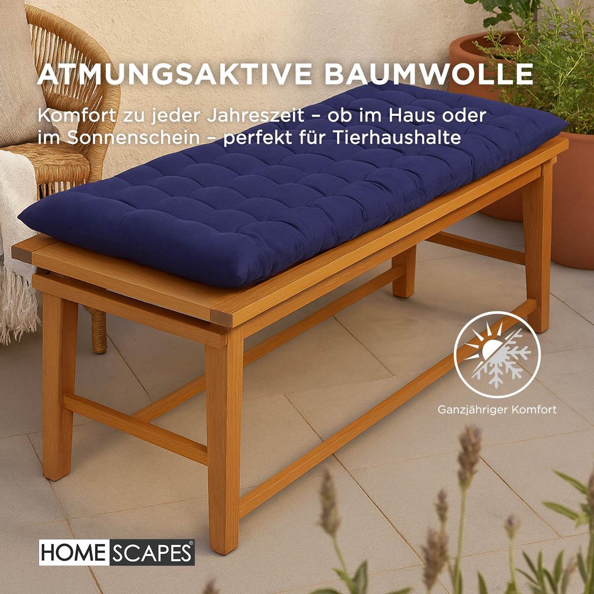 BANKAUFLAGE 2-Sitzer dunkelblau 108/42/5 cm - Dunkelblau, Textil (108/42/5cm) - Homescapes