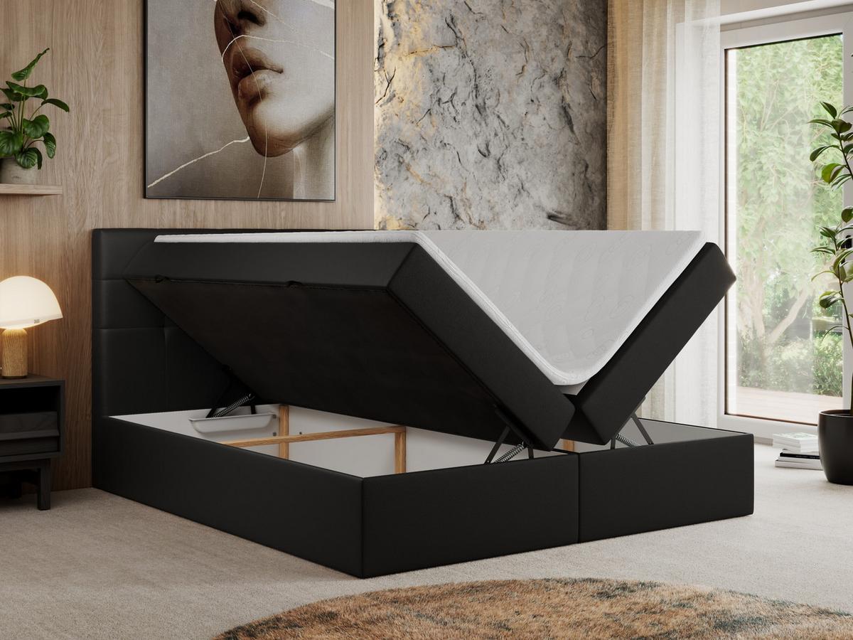 BOXBETT CENTO 200/200 Schwarz Kunstleder - H4 - Schwarz, Holz/Textil (200/200cm) - MKS
