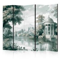 PARAVENT Beidseitig Bedruckter 5-tlg 225x172 cm Landschaft Park See - Grau, Holz/Textil (225/172/3cm) - Muralo