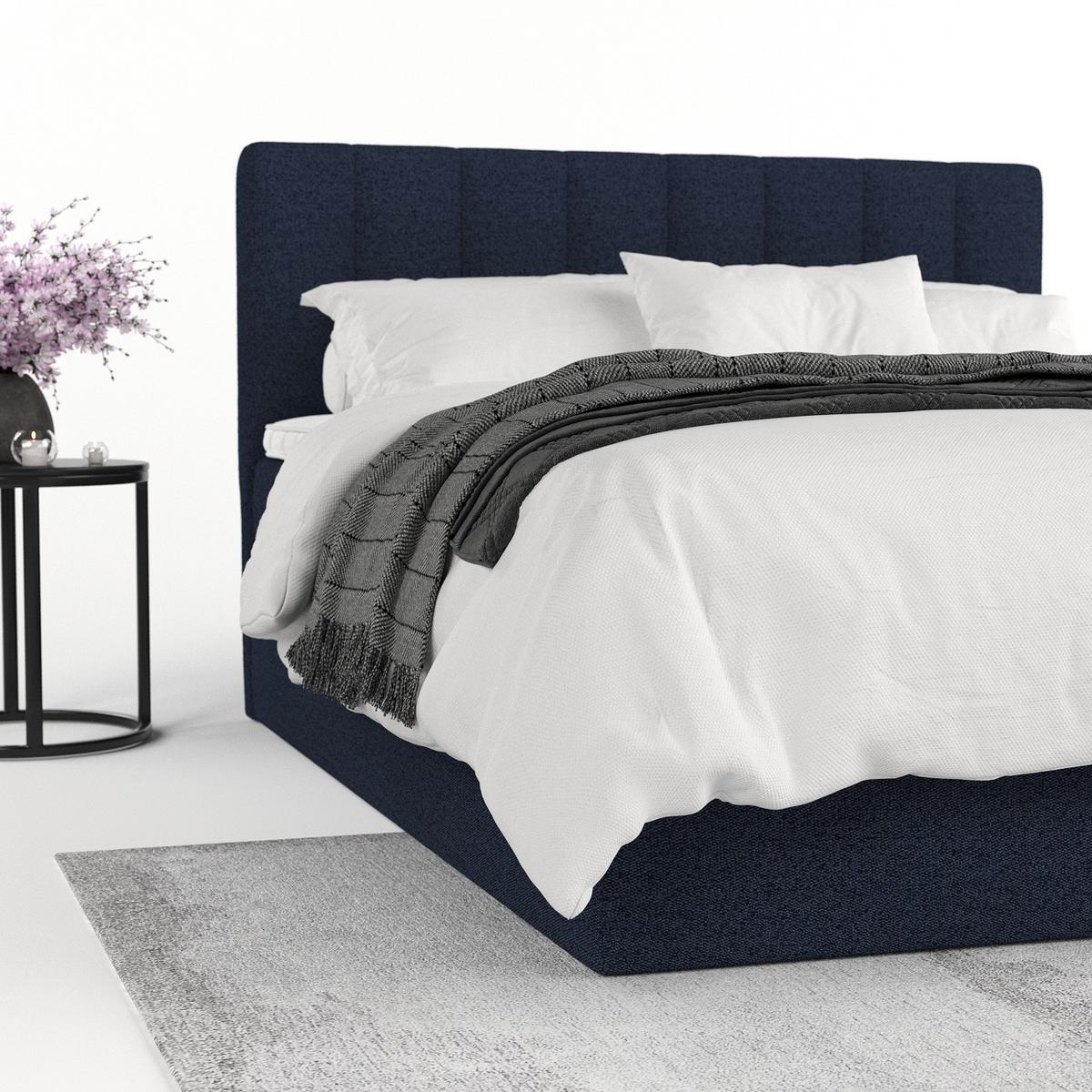 BOXBETT Lusso 200/200 cm Marineblau im Riva Stoff - Schwarz/Dunkelblau, Holz/Holzwerkstoff (200/200cm) - AltaBeds