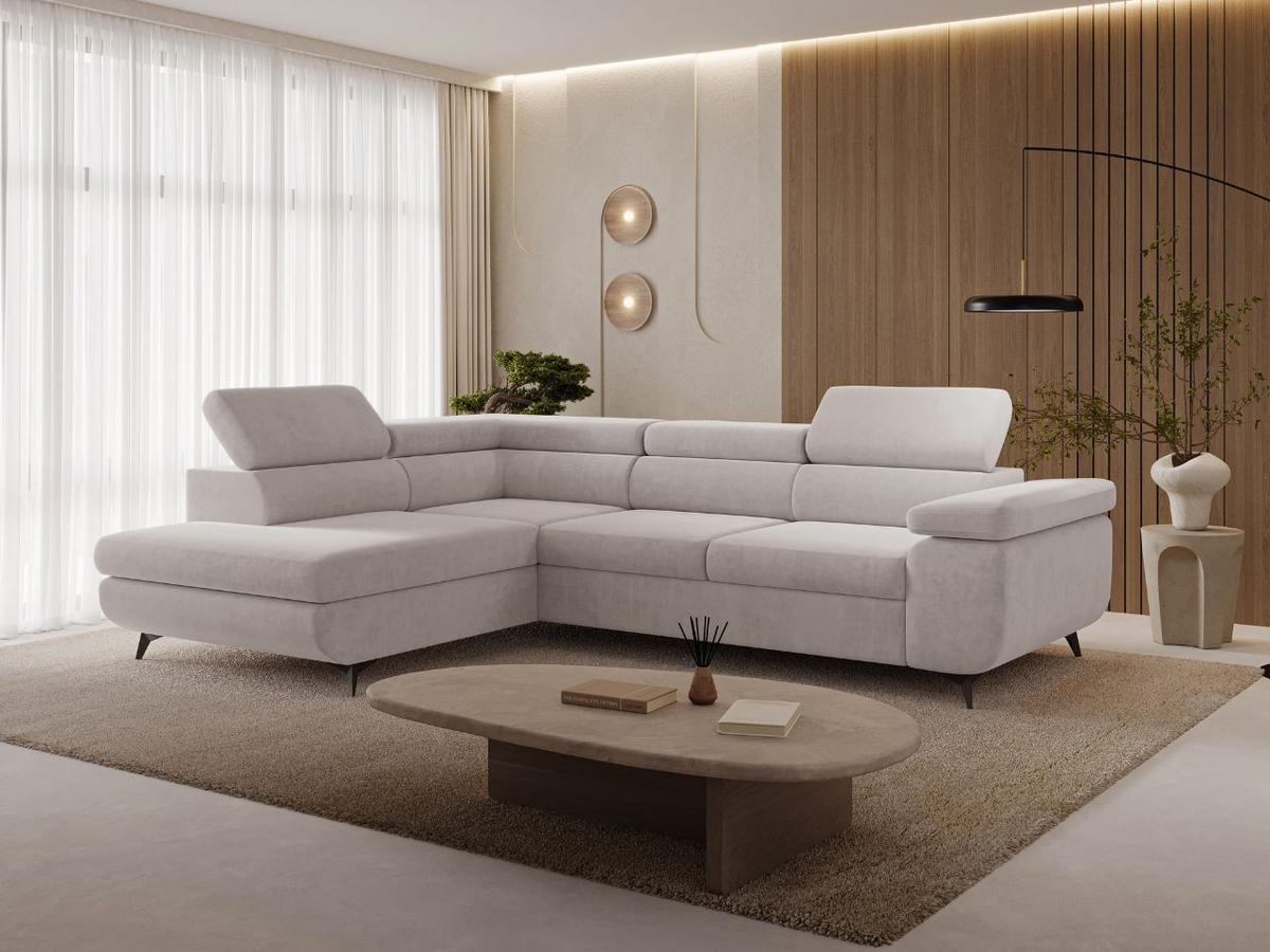 ECKSOFA Argon Grau Links - Schwarz/Grau, Holz/Textil (255/190cm) - Graingold