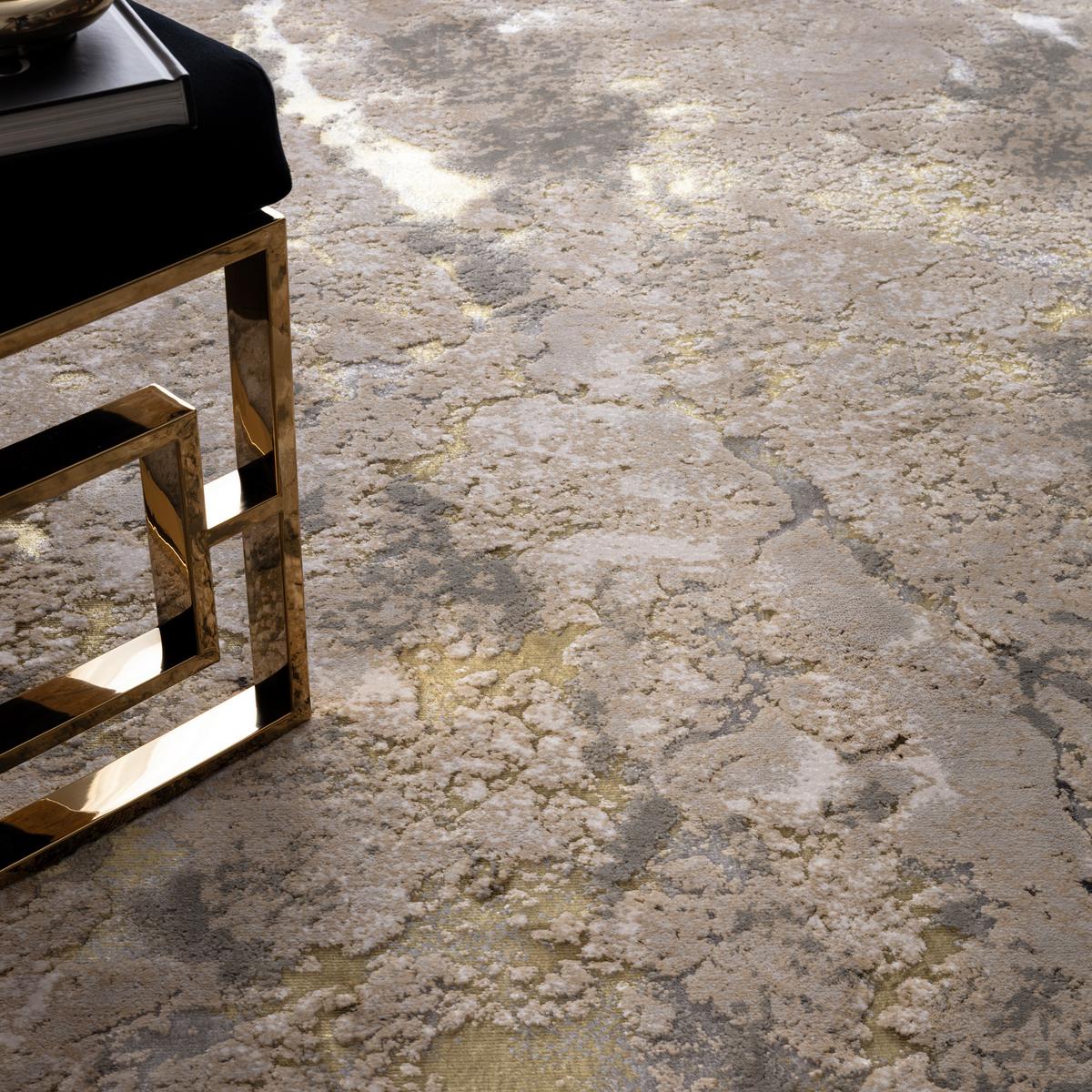 TEPPICH SARNTAL, abstrakt, aus Polyester, Gold, 160 x 230 cm - Goldfarben, Textil (230/160cm) - KADIMA DESIGN