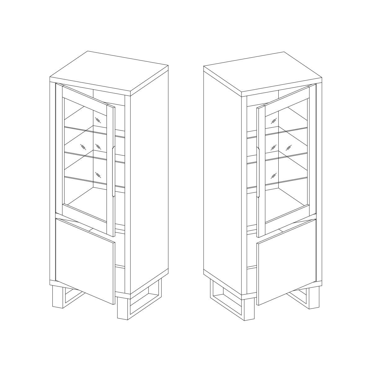 VITRINE Eden Holz und Metall - Braun, Holzwerkstoff (64/190/45cm) - Petits-meubles