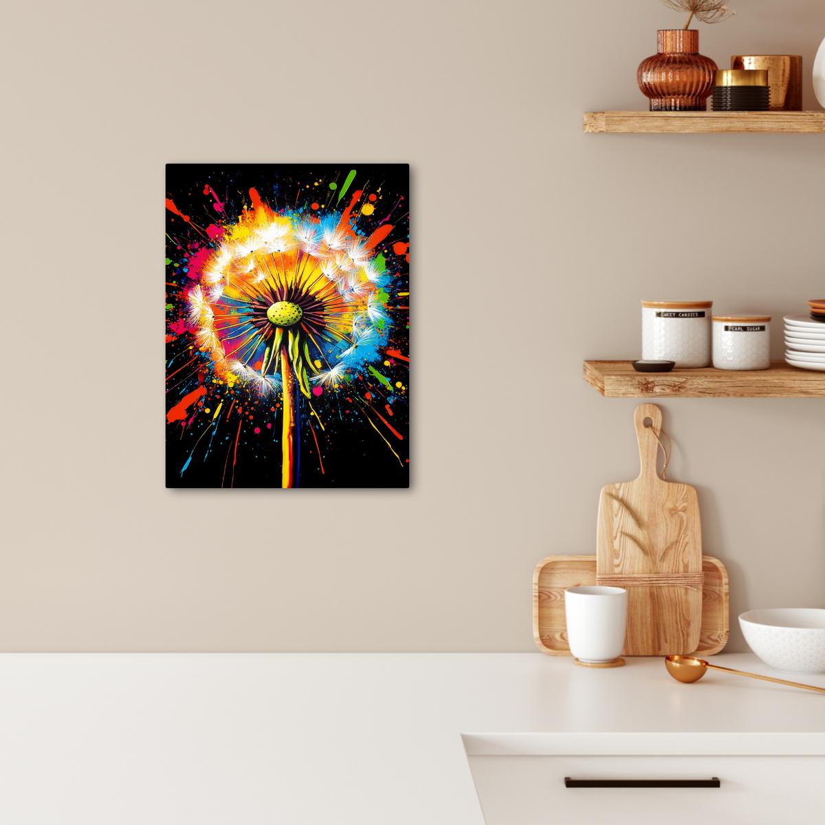 LEINWANDBILD Löwenzahn - Graffiti - Farbenfroh - Blumen - Natur Room Decor 30x40 cm - Multicolor, Textil (30/40cm) - MuchoWow