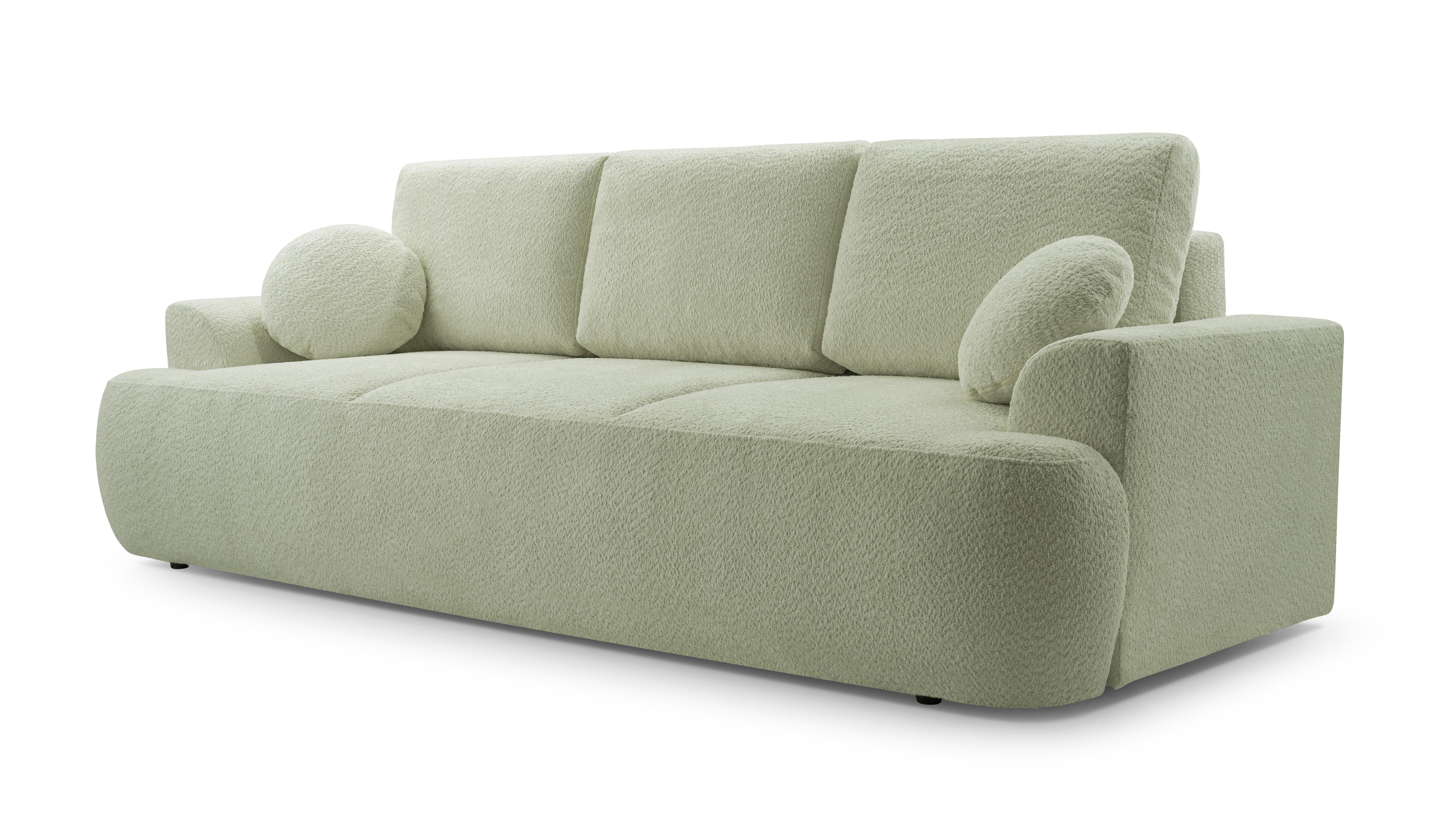 BETTSOFA FILO Grün Bucle-Stoff mit Schlaffunktion - Grün, Textil (110/94/248cm) - MASSENO