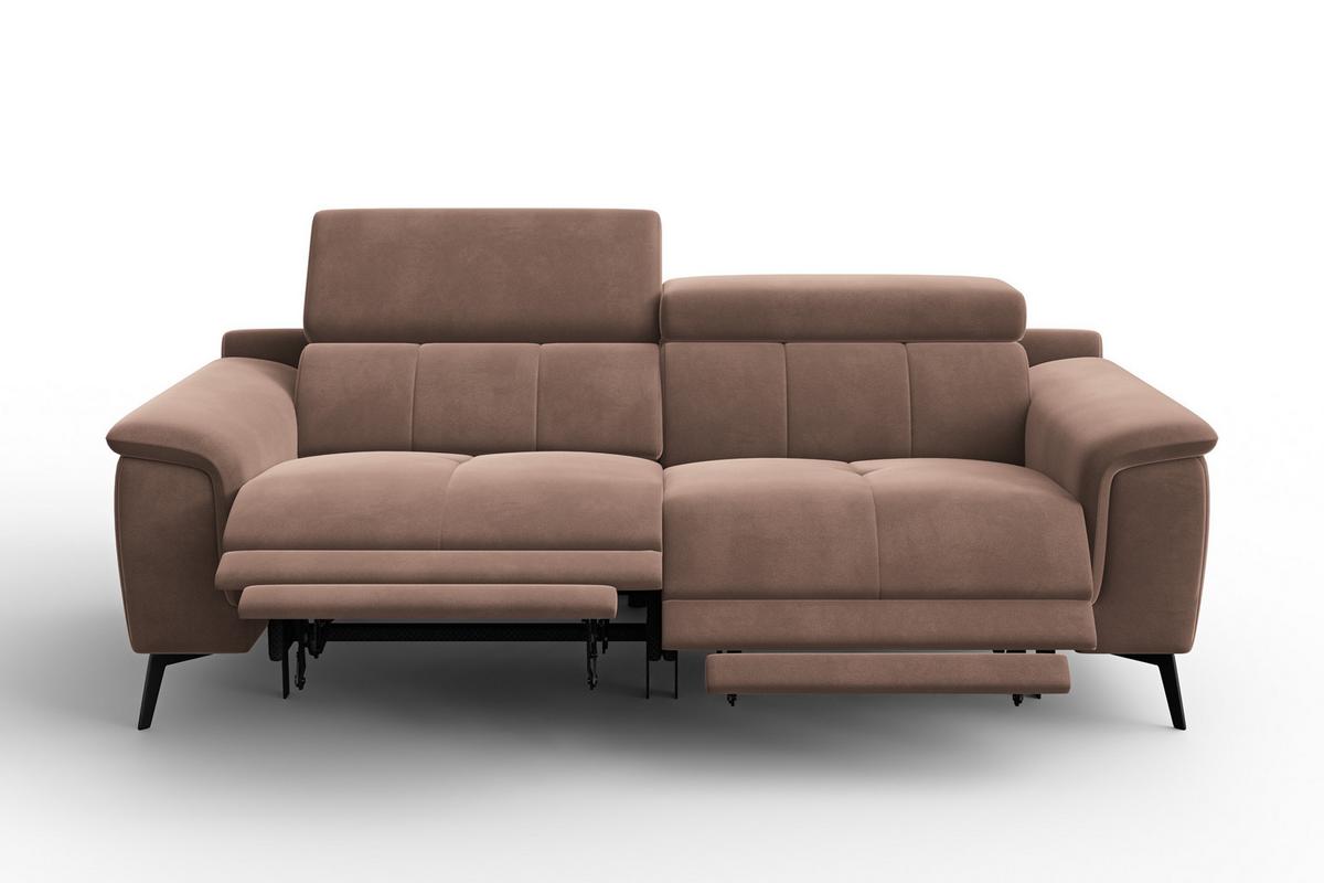 SOFA RELAX FIERO 3-Sitzer, Brauner Veloursstoff - Schwarz/Braun, Holz/Textil (212/82/103cm) - Courtois Laville