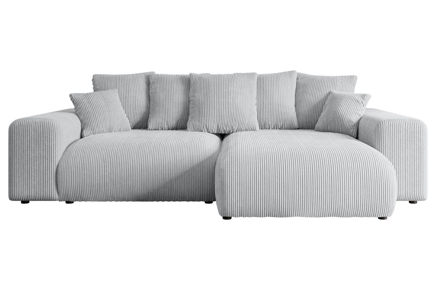 ECKSOFA Ottomane rechts ESKAR-L 266x176x72 Grau Cord - Schwarz/Grau, Holzwerkstoff/Kunststoff (176/266cm) - ALTDECOR