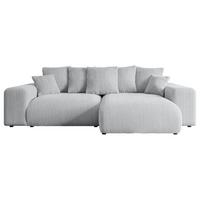 ECKSOFA Ottomane rechts ESKAR-L 266x176x72 Grau Cord - Schwarz/Grau, Holzwerkstoff/Kunststoff (176/266cm) - ALTDECOR