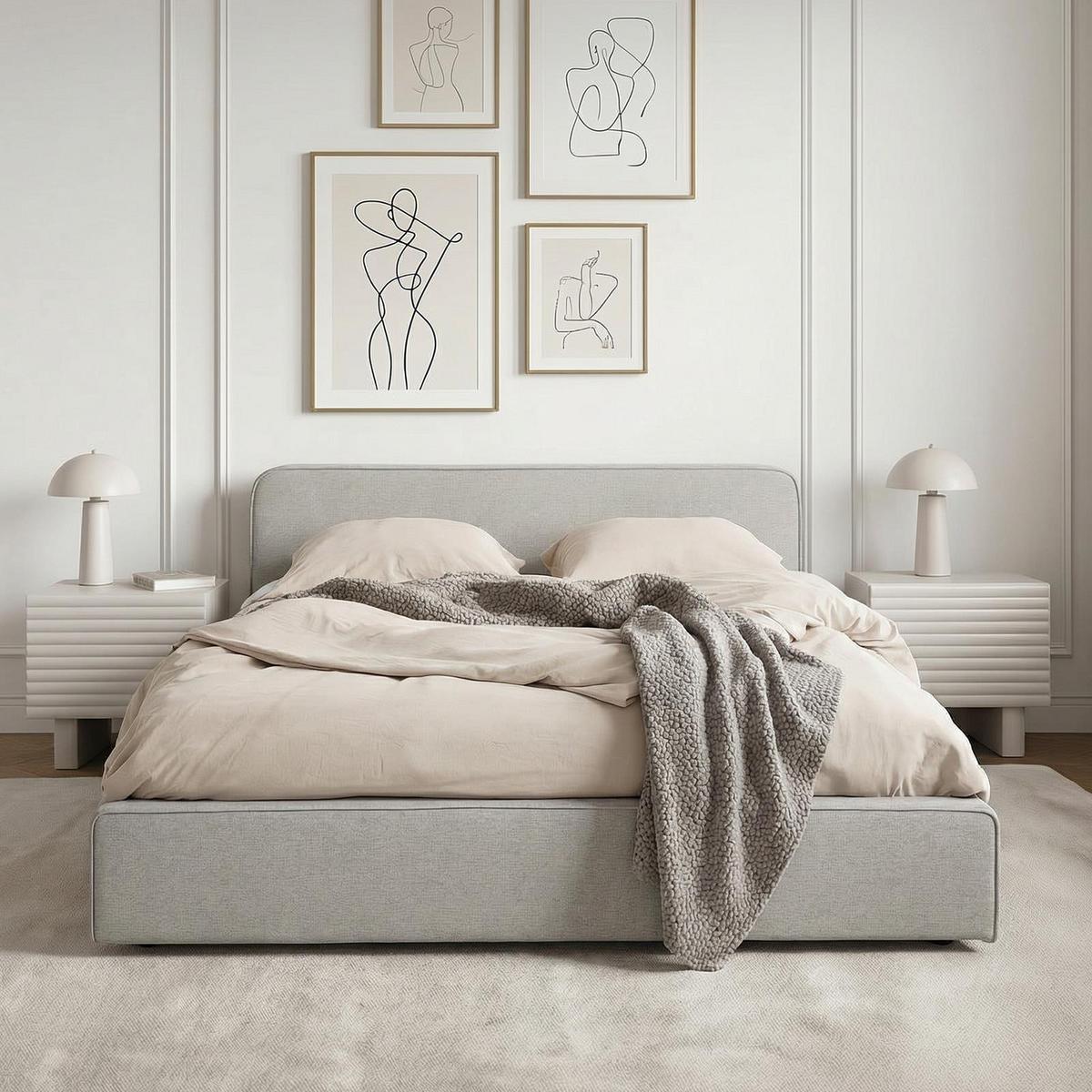 POLSTERBETT MARINI 140X200 CM - Hellgrau, Textil (140/200cm) - IDIMEX